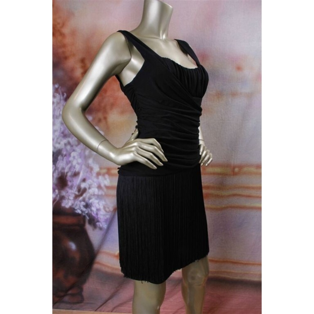NWT MICHAEL KORS Sexy Black Rouched Gathered Fringe Rayon Stretchy Dress 2